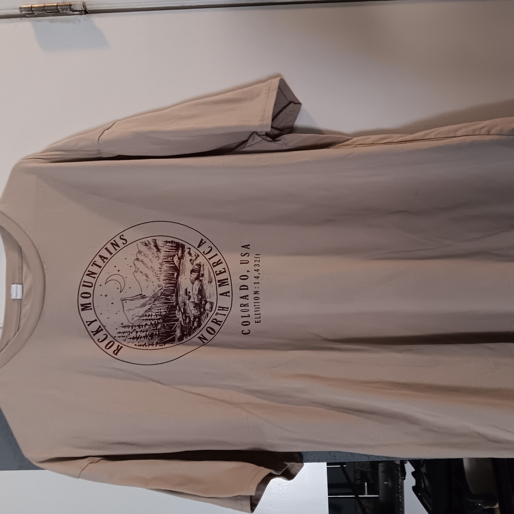 Tan Short Sleeve Tee with Graphic Design